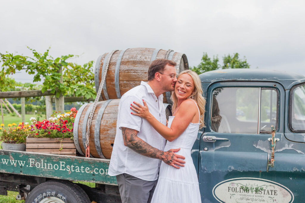 A candid moment from Chelsea and Julian’s engagement session at Folino Estate.