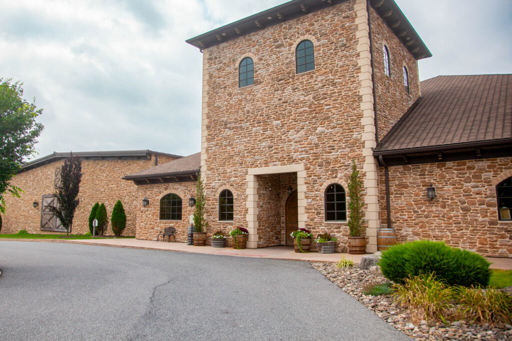 Chelsea and Julian during their engagement session at Folino Estate Winery in Kutztown, Pennsylvania